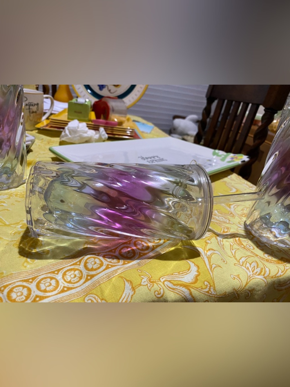 Anthropologie Pink, Blue & Clear acrylic Glasses. Perfect for outdoor dining.NWT - Picture 3 of 9